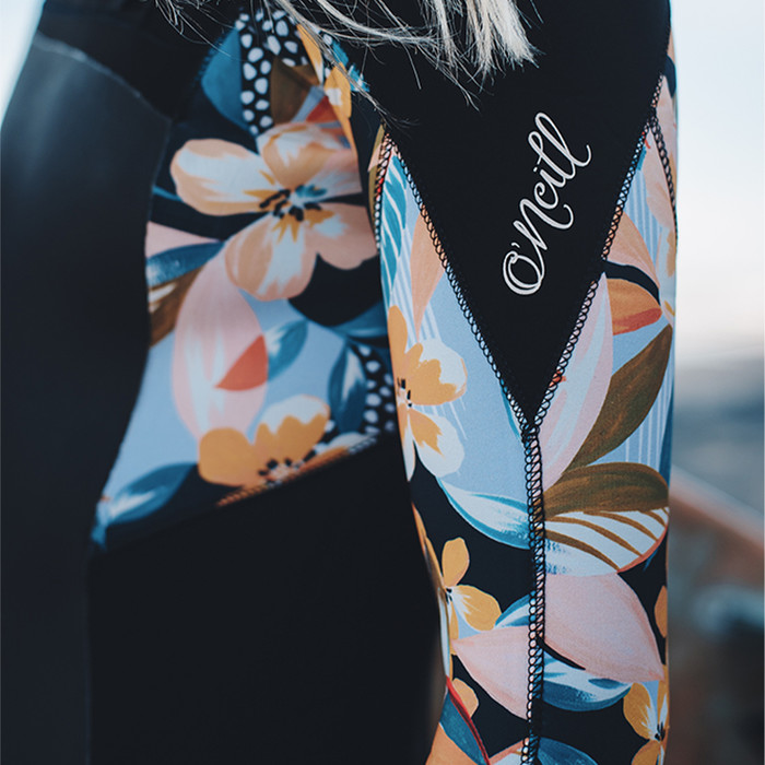 2024 O'Neill Dames Epic 5/4mm Borst Ritssluiting Gbs Wetsuit 5371 - Black / Demiflor